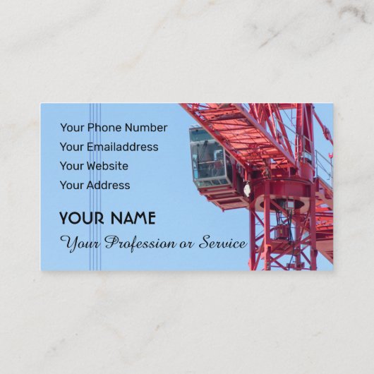 建築クレーン及びタワークレーンの専門家 名刺 (裏面)