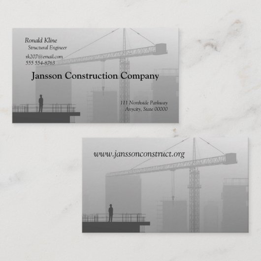 建築クレーン及び労働者 名刺 (正面/裏面)