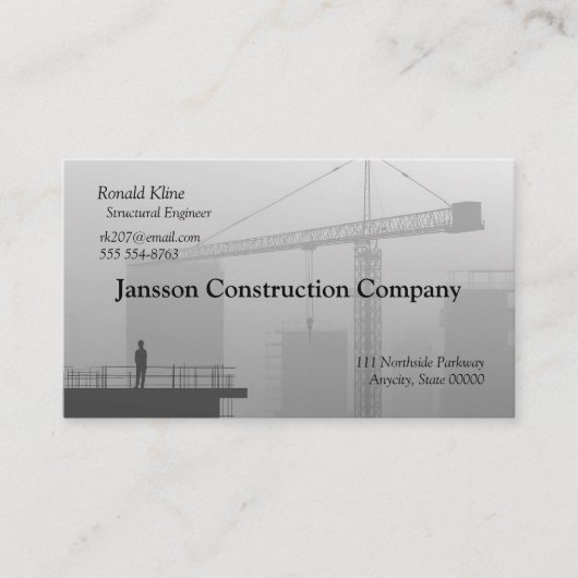 建築クレーン及び労働者 名刺 (正面)