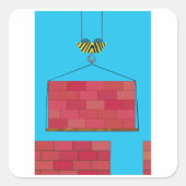 建築クレーン吊り上げレンガ壁 スクエアシール (正面)