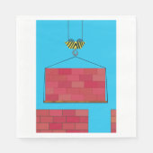 建築クレーン吊り上げレンガ壁 スタンダードランチョンナプキン (正面)