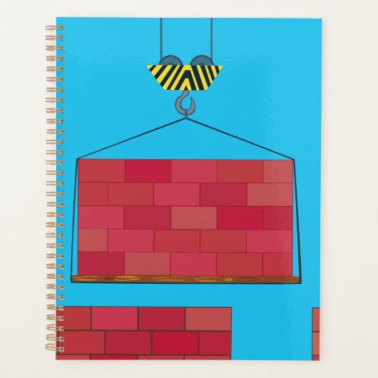 建築クレーン吊り上げレンガ壁 プランナー手帳 (正面)