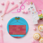 建築クレーン吊り上げレンガ壁 ペーパープレート (パーティー)