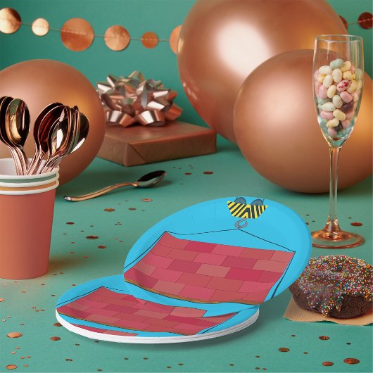 建築クレーン吊り上げレンガ壁 ペーパープレート