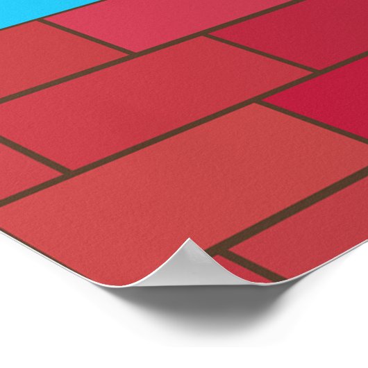 建築クレーン吊り上げレンガ壁 ポスター (角)