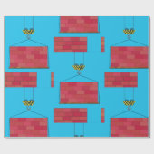 建築クレーン吊り上げレンガ壁 ラッピングペーパー (フラット)