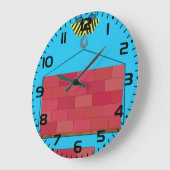 建築クレーン吊り上げレンガ壁 ラージ壁時計 (傾斜)