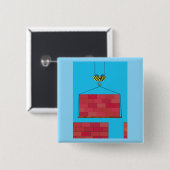 建築クレーン吊り上げレンガ壁 缶バッジ (正面&裏面)