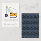 建築クレーン車のベビーシャワー用ブック エンクロージャーカード (正面/裏面)