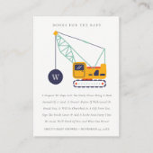 建築クレーン車のベビーシャワー用ブック エンクロージャーカード (正面)