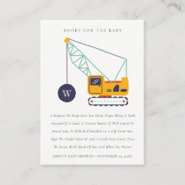 建築クレーン車のベビーシャワー用ブック エンクロージャーカード