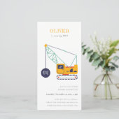 建築クレーン車Any年齢誕生日招待状 サンキューカード (スタンド正面)