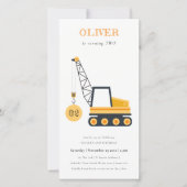 建築クレーン車Any年齢誕生日招待状 サンキューカード (正面)
