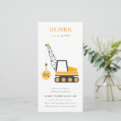 建築クレーン車Any年齢誕生日招待状 サンキューカード (スタンド正面)