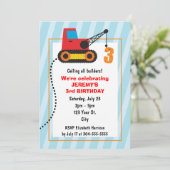 建築クレーン3歳の誕生日 招待状 (スタンド正面)