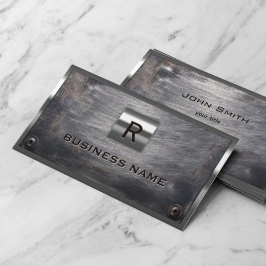 建築グランジ鋼モノグラム金属額縁 名刺