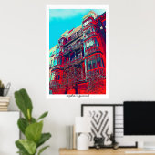 建築サイケデリック建物ポスタープリント ポスター (ホームオフィス)