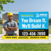 建築サイトのロゴフォトブルー広告ズ 横断幕 (外側)