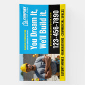 建築サイトのロゴフォトブルー広告ズ 横断幕 (縦)