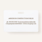 建築サイトの作業者 |木材 バッジ (裏面)