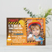 建築サイトの誕生日パーティーの招待 招待状 (スタンド正面)