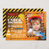 建築サイトの誕生日パーティーの招待 招待状 (正面/裏面)