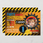 建築サイトギア誕生日パーティーの招待 招待状 (正面/裏面)