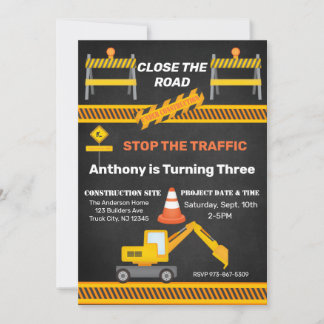 建築サイトクローズザロード子供の誕生日 招待状