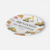 建築サイトダンプトラックディガー誕生日パーティー ペーパープレート (アングル)