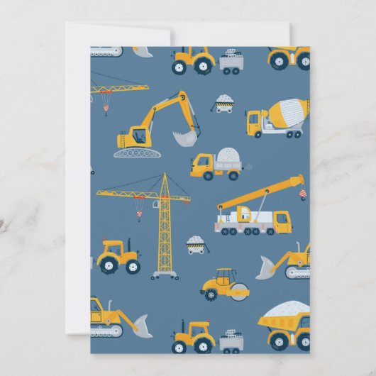 建築サイトダンプトラックディガー誕生日パーティー 招待状 (裏面)