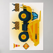 建築サイトトラックダンプトラックプリントキッズルーム ポスター (正面)