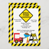 建築サイトボーイズ誕生日招待状 招待状 (正面/裏面)