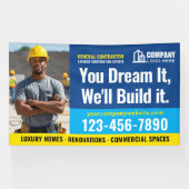 建築サイトロゴPhoto Navy Blue 広告's 横断幕 (横)