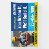 建築サイトロゴPhoto Navy Blue 広告's 横断幕 (縦)