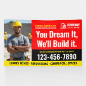 建築サイトロゴPhoto Red Black 広告's 横断幕 (横)