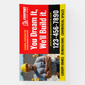 建築サイトロゴPhoto Red Black 広告's 横断幕 (縦)