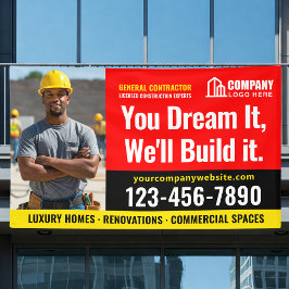 建築サイトロゴPhoto Red Black 広告's 横断幕