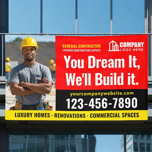 建築サイトロゴPhoto Red Black 広告's 横断幕