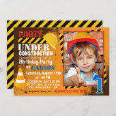 建築サイト誕生日パーティーの招待 招待状 (正面/裏面)