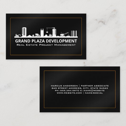 建築サイト |黒い金ゴールド 名刺 (正面/裏面)