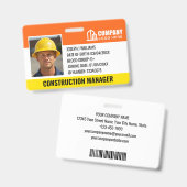 建築サイトIDロゴバーコードオレンジ色テンプレート バッジ (正面&裏面)