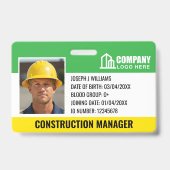 建築サイトIDロゴバーコードグリーンテンプレート バッジ (正面)