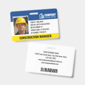 建築サイトIDロゴバーコードネイビーテンプレート バッジ (正面＆裏面)