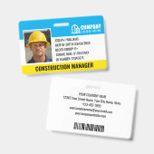 建築サイトIDロゴバーコードブルーテンプレート バッジ (Front & Back)