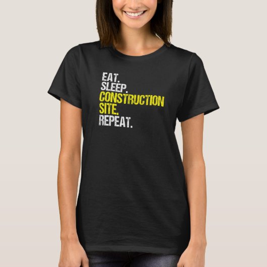 建築サイ食べトスリープ建築作業者 Tシャツ (正面)