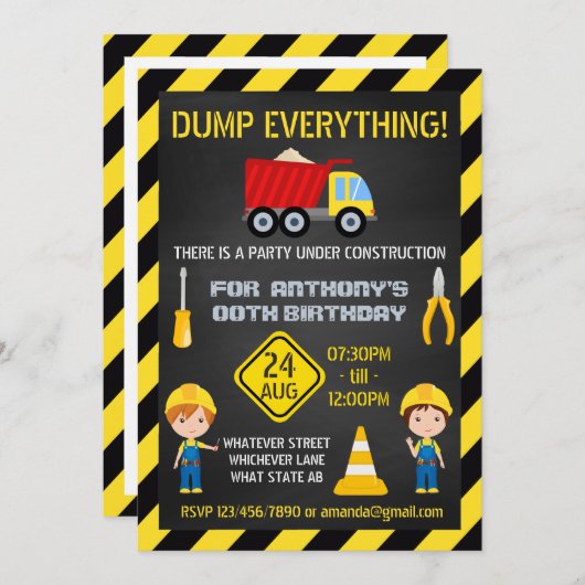 建築シャルボード誕生日パーティー写真 招待状 (正面/裏面)