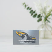 建築ショベルオペレーターブルーメタル 名刺 (スタンド正面)