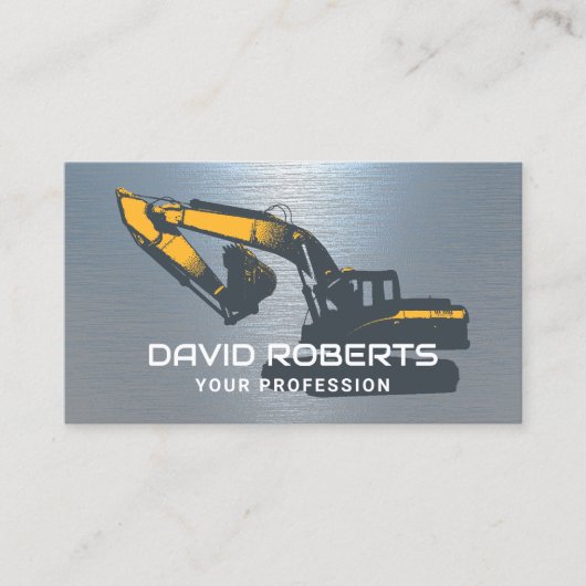 建築ショベルオペレーターブルーメタル 名刺 (正面)