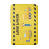 建築ショベルカスタムキッズイエロー バスマット (正面縦)