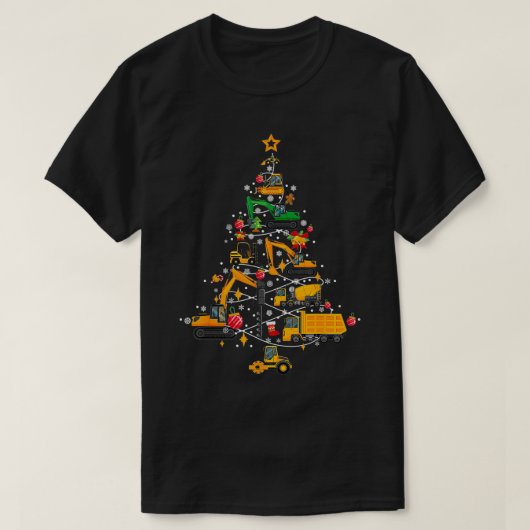 建築ショベルクリスマスツリートドルズ11月 Tシャツ (デザイン正面)